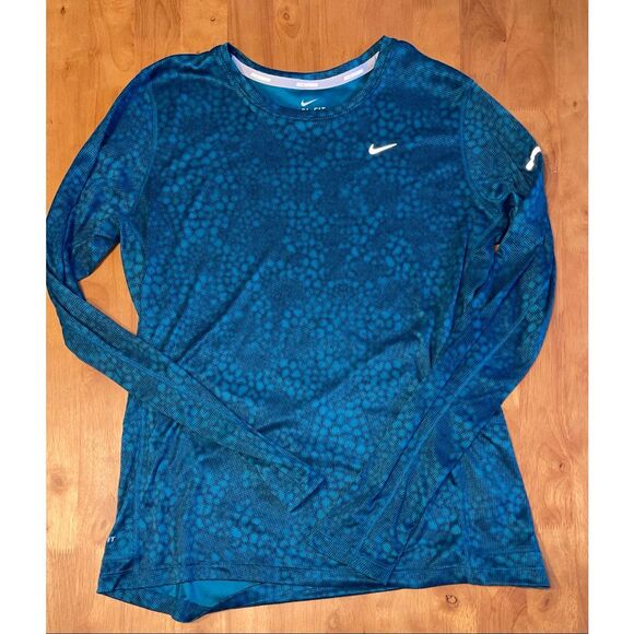 Nike Running Dri-Fit Miler Long Sleeve Shirt Reflective Blue Men’s Size L - Picture 1 of 6